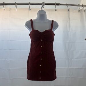 Burgundy Button-Up Dress